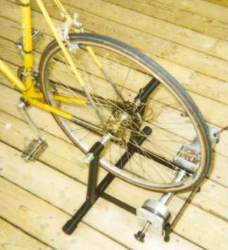 Closeup of Rear Wheel on Generator Roller